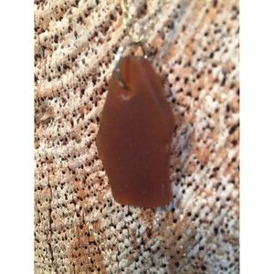 Brown Sea Glass Necklace with Choice of Charm: Whale Tail, Crab or Palm Tree